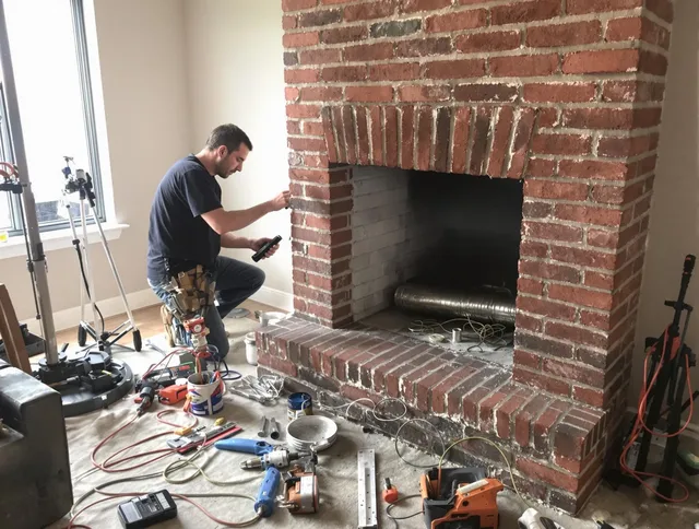 Costa Mesa Chimney Sweep specialist finalizing chimney liner service in Costa Mesa, CA