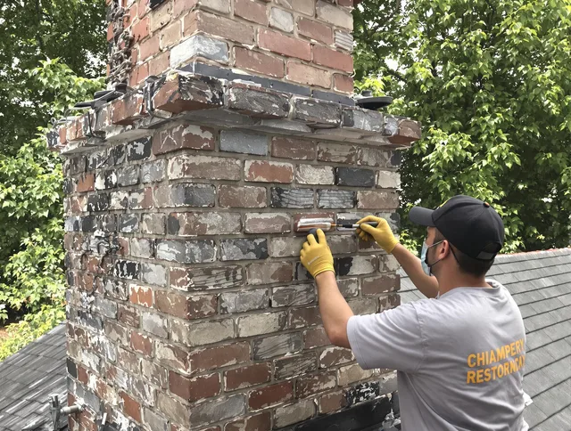 In-progress chimney restoration by Costa Mesa Chimney Sweep in Costa Mesa, CA