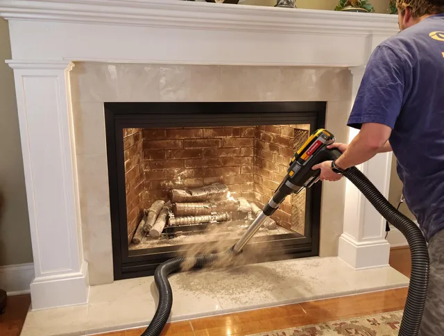 Fireplace cleaning performed by Costa Mesa Chimney Sweep in Costa Mesa, CA